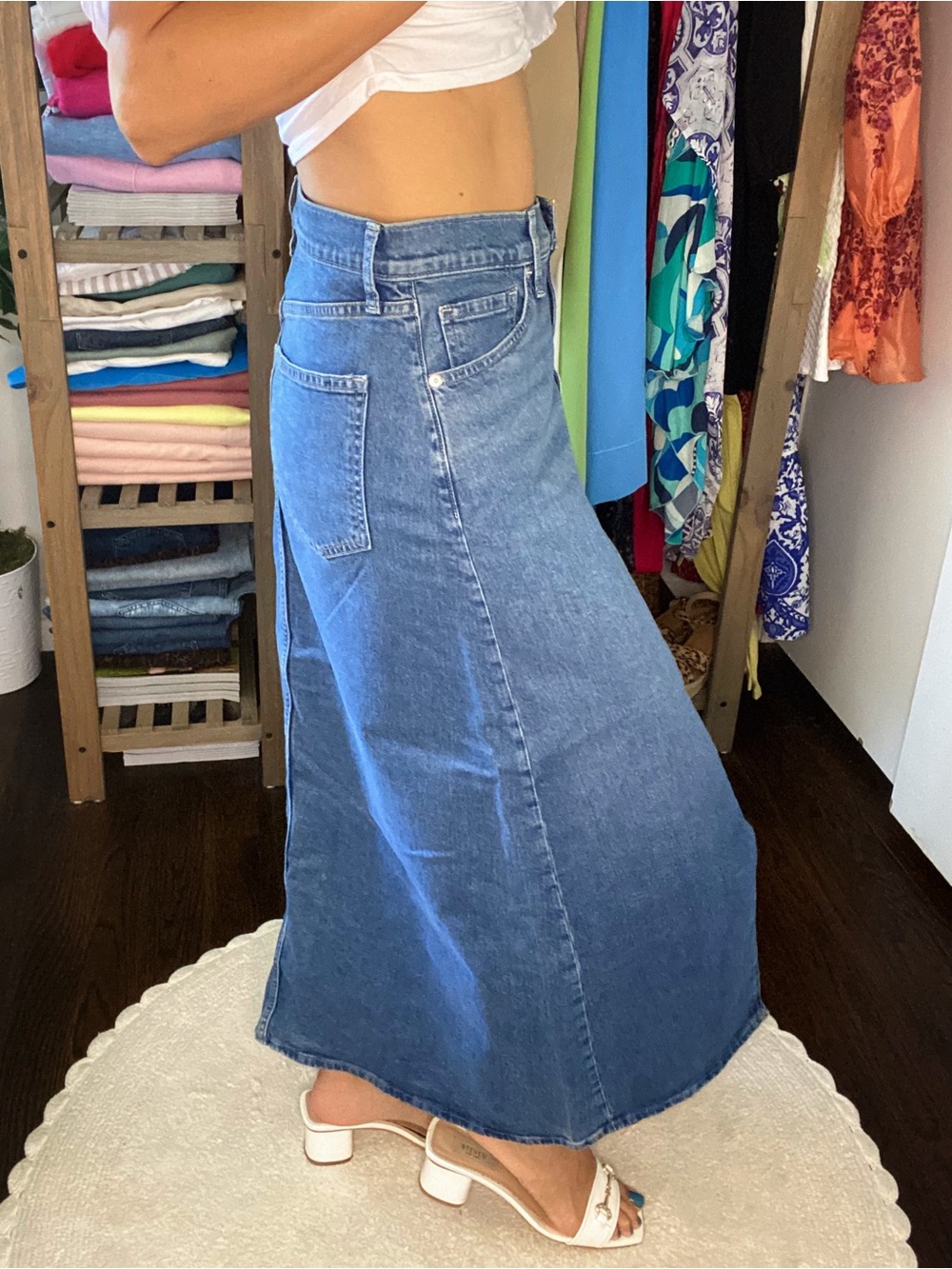 GAP Blue Denim Maxi Skirt with front Slit! 🌀 - Picture 3 of 14